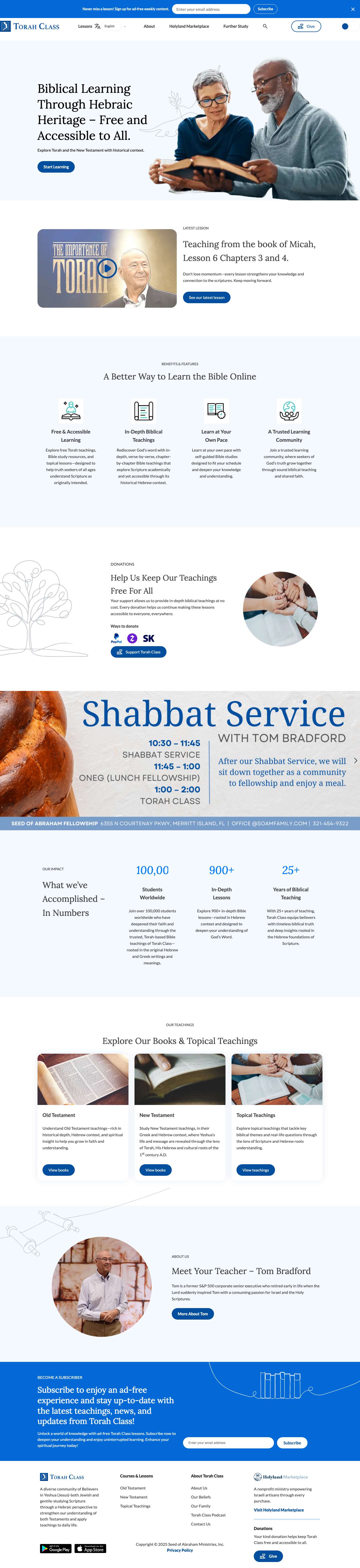 Home - Torah Class - Full Screenshot