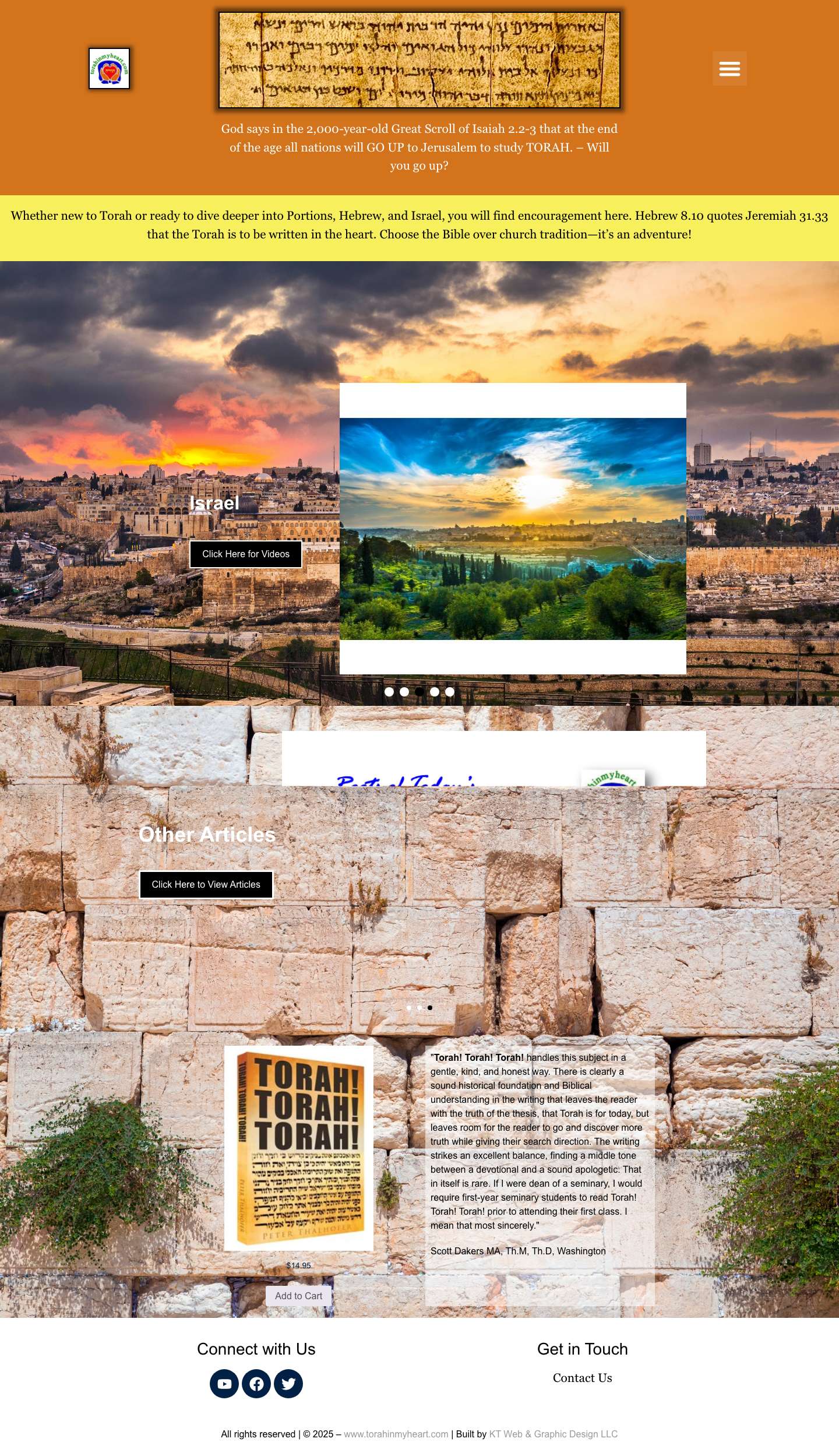 Torah in My Heart – Videos, How to Read Hebrew, Torah Portions, and Living in Israel - Full Screenshot