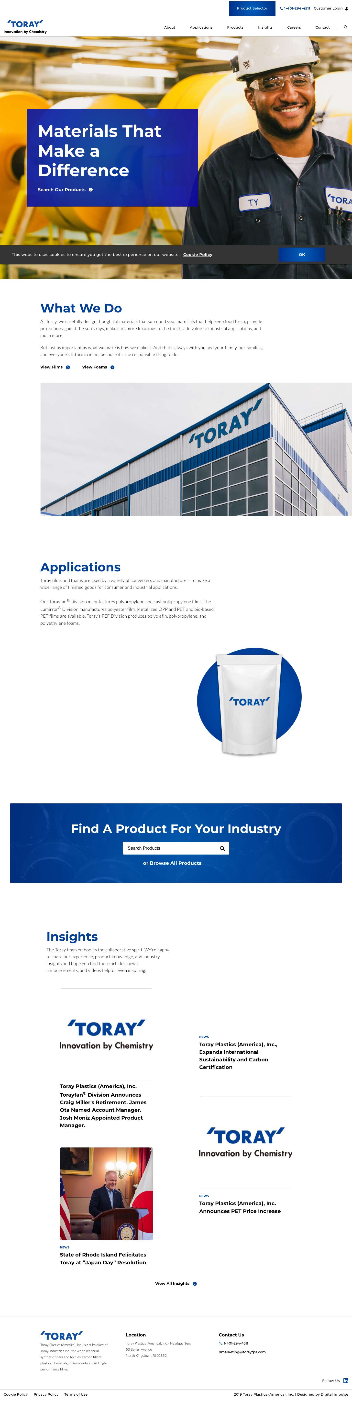 Home - Toray Plastics (America), Inc. - Full Screenshot