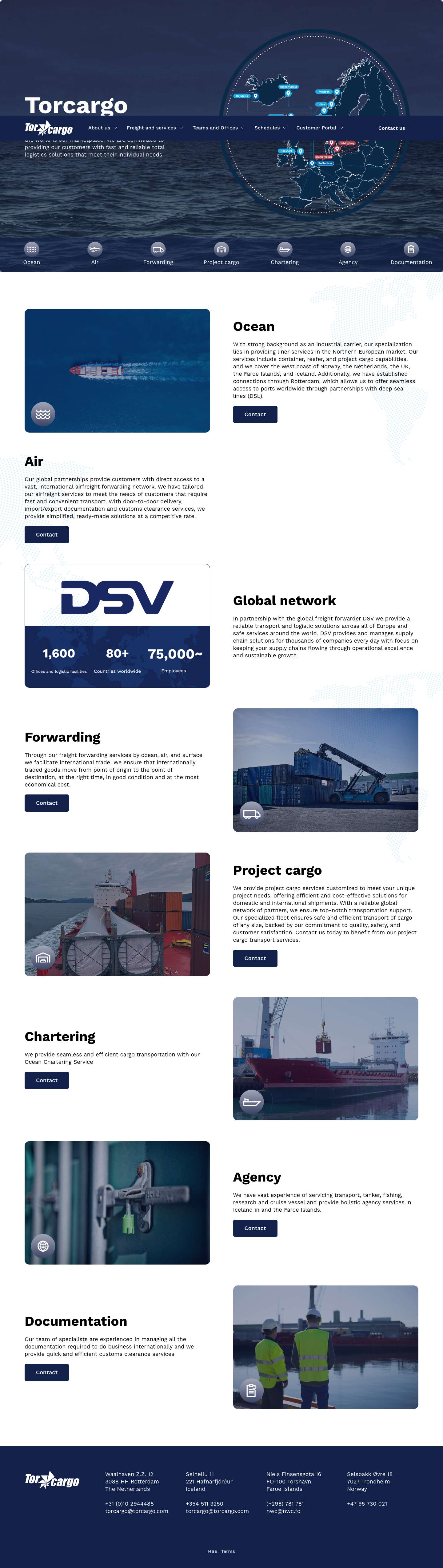 Torcargo - Ocean and air freight solutions - Full Screenshot