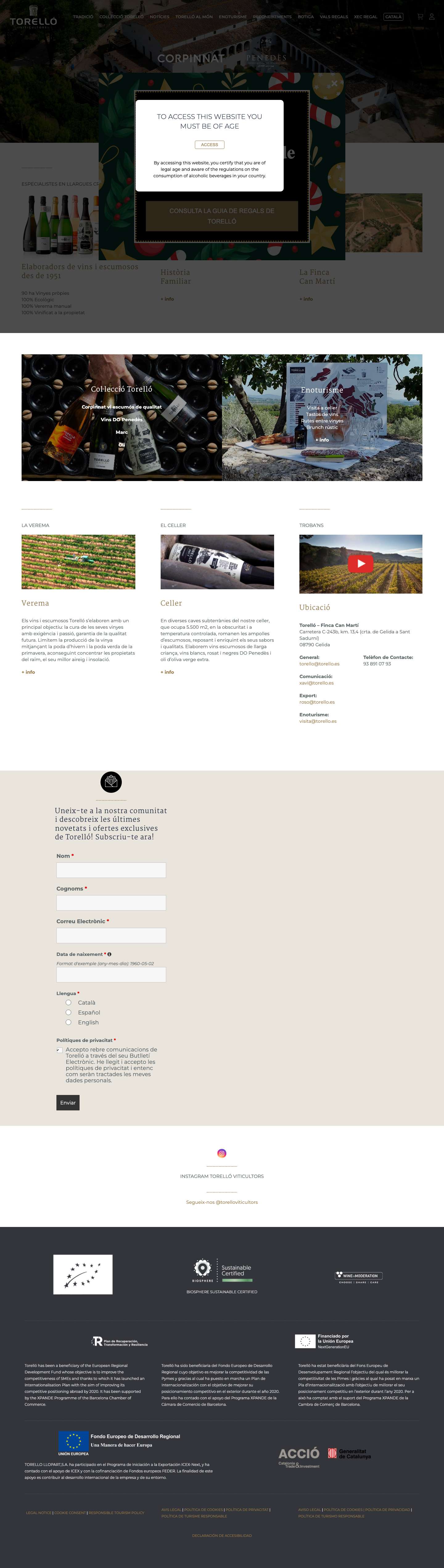 Torelló Viticultors des de 1395 | Torelló Viticultors Grans escumosos i vins ecològics - Full Screenshot