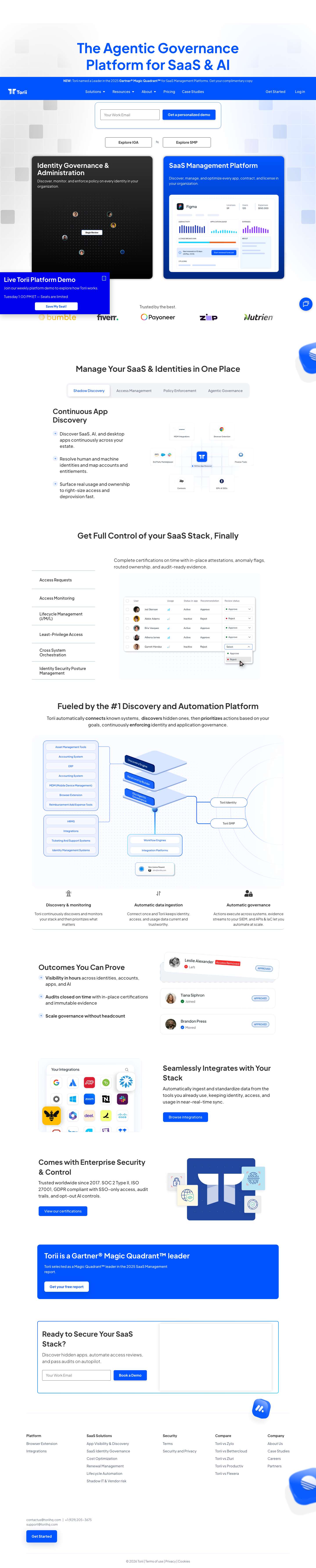 The Agentic Governance Platform for SaaS & AI - Full Screenshot