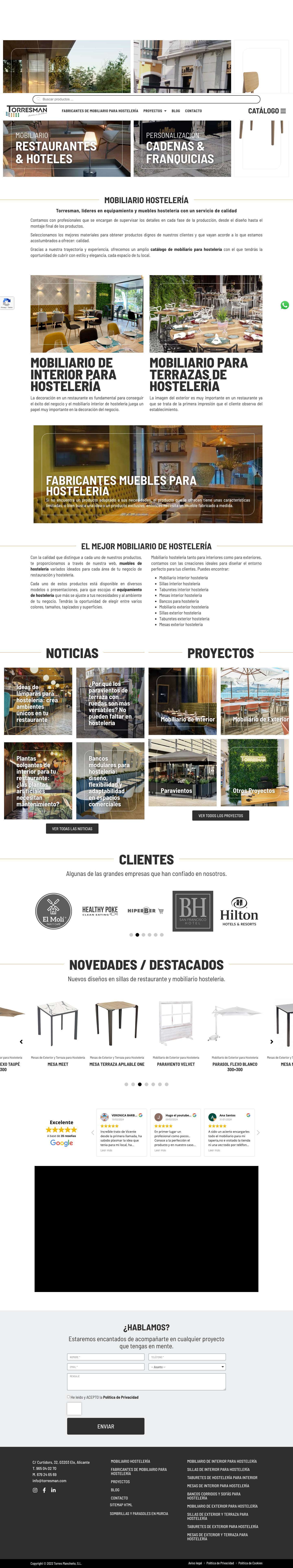 Mobiliario hostelería | Muebles hostelería - Torresman - Full Screenshot