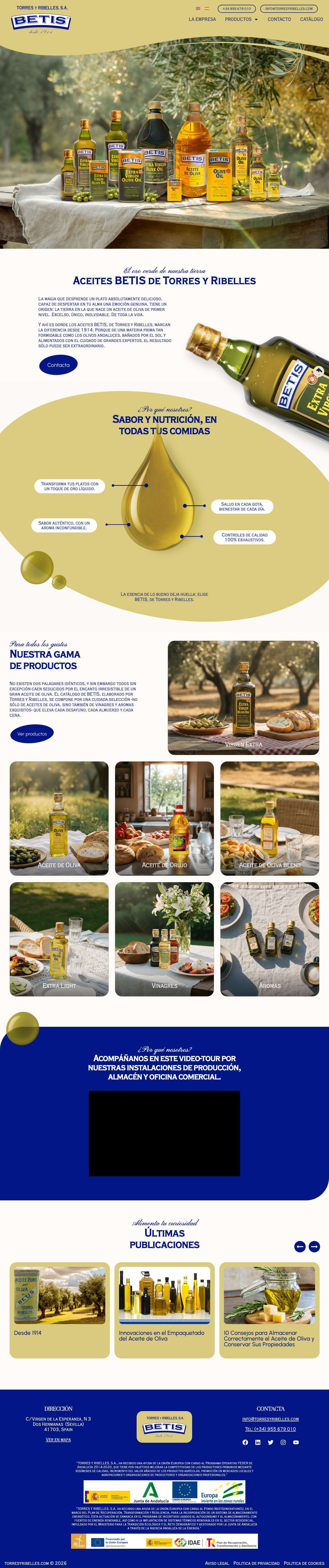 Aceites BETIS de Torres y Ribelles - Full Screenshot