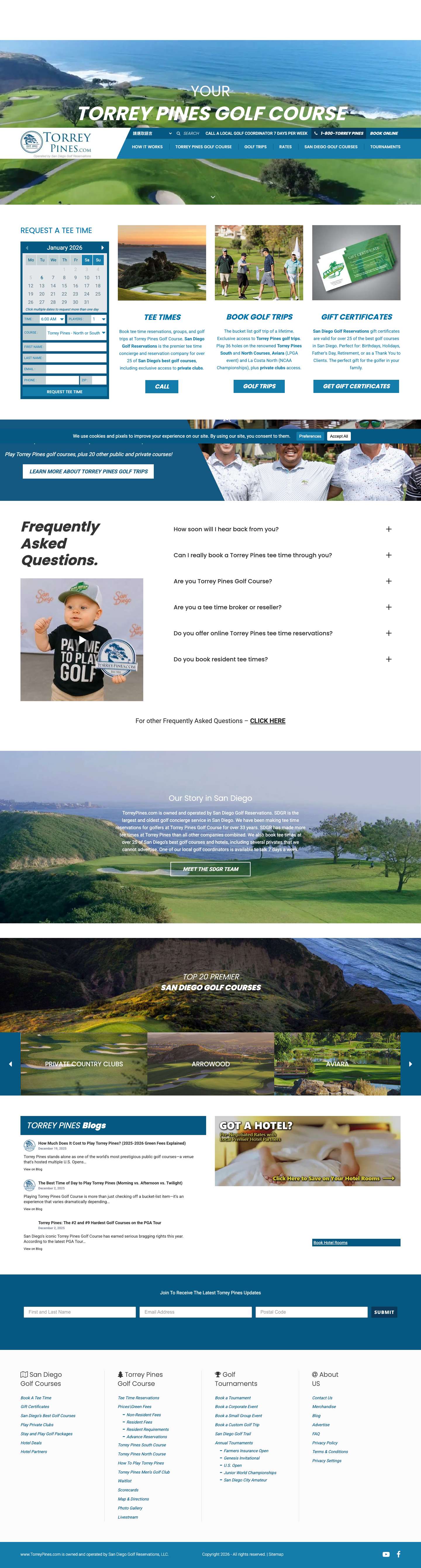 Torrey Pines Golf Course | Information, Tee Times, Groups, Waitlist - Full Screenshot