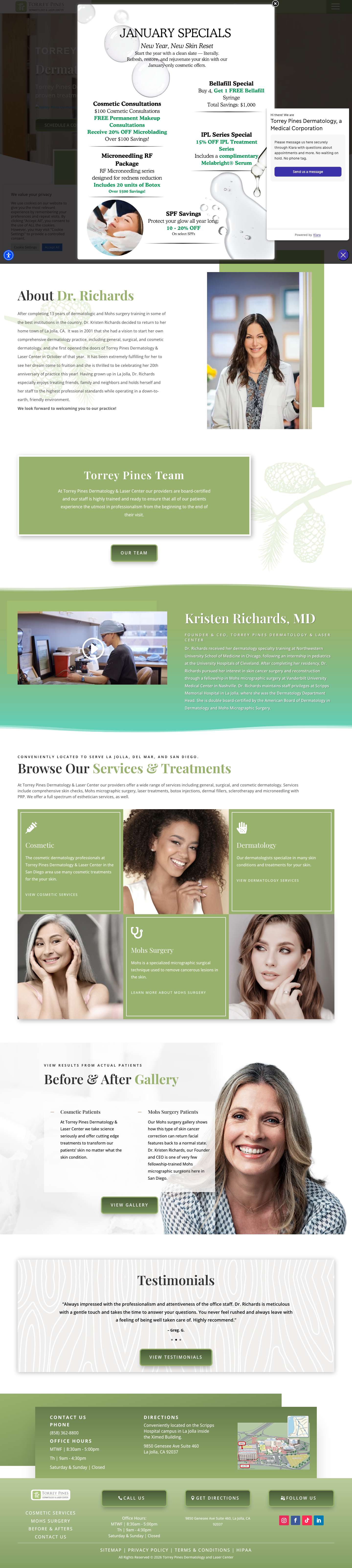 Cosmetic Skin Care in La Jolla | Torrey Pines Dermatology - Full Screenshot