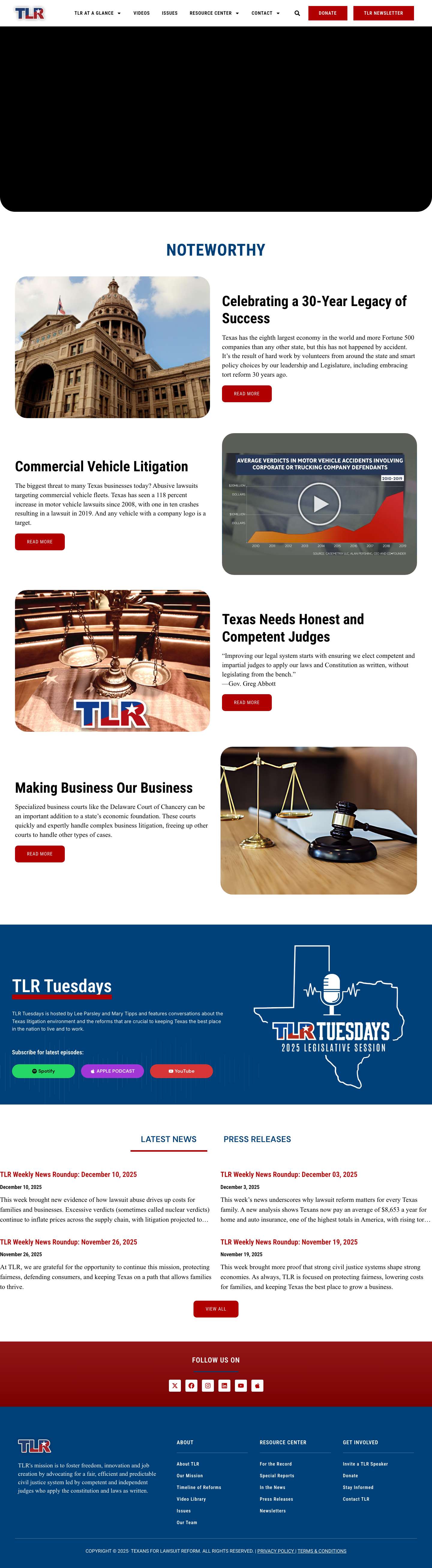 Home - Texans for Lawsuit Reform - Full Screenshot