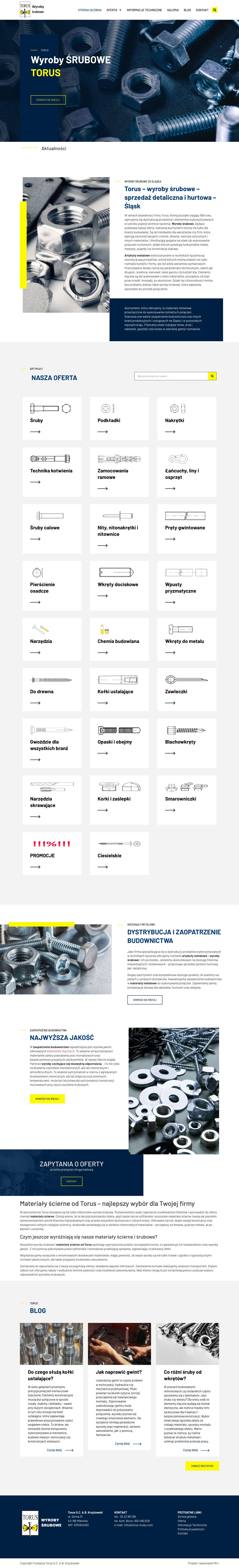 Materiały metalowe – śruby stanowiące wyposażenie budownictwa - Full Screenshot