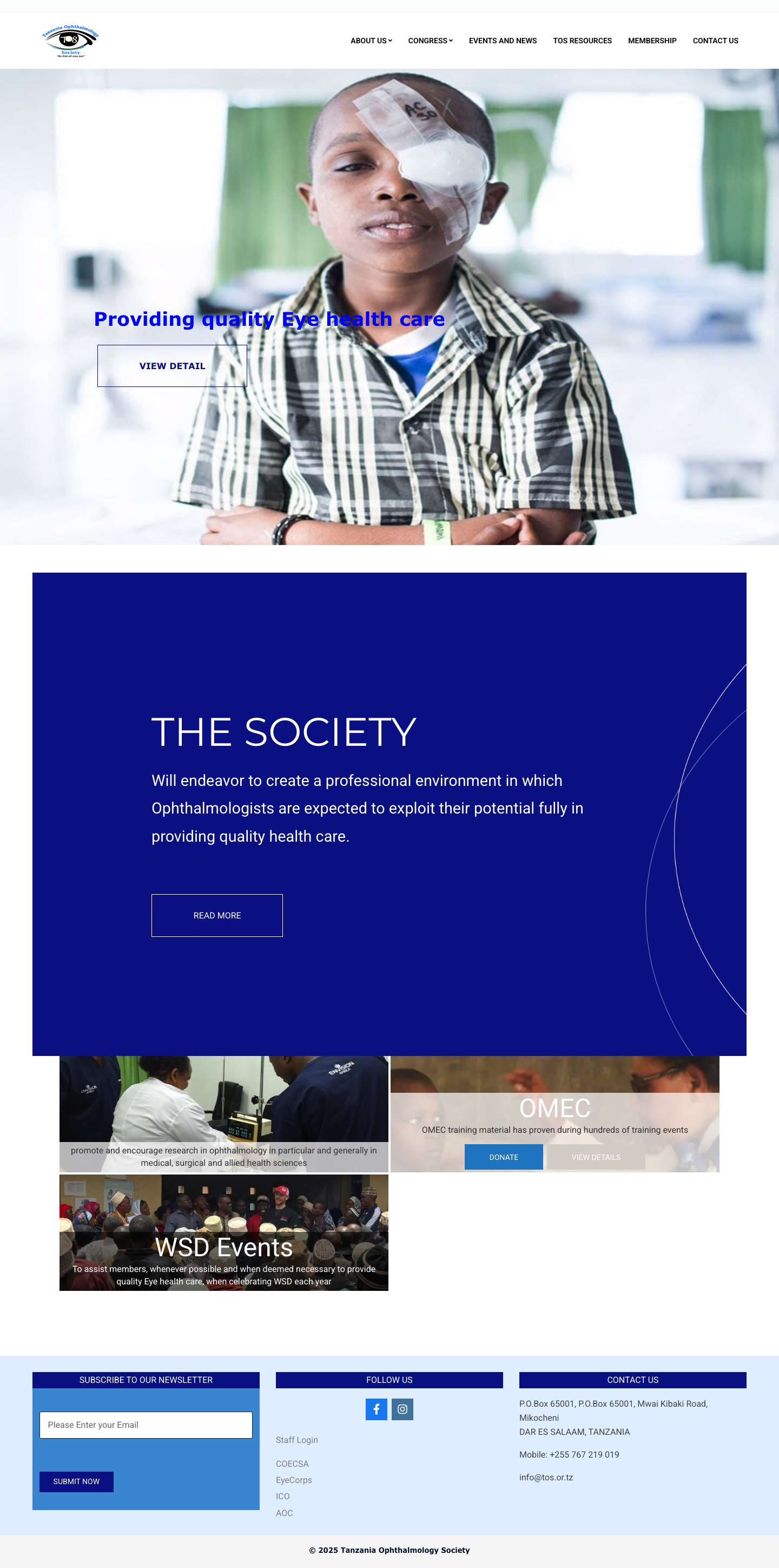TOS – Tanzania Ophthalmology Society - Full Screenshot
