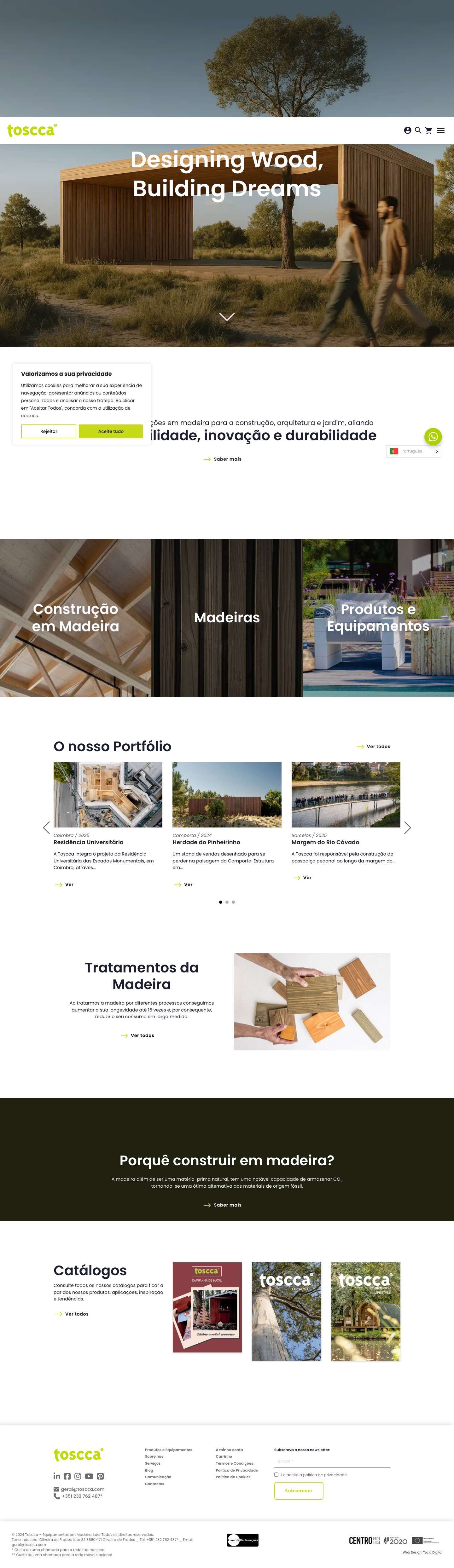 Equipamentos de madeira para exterior | Toscca - Full Screenshot