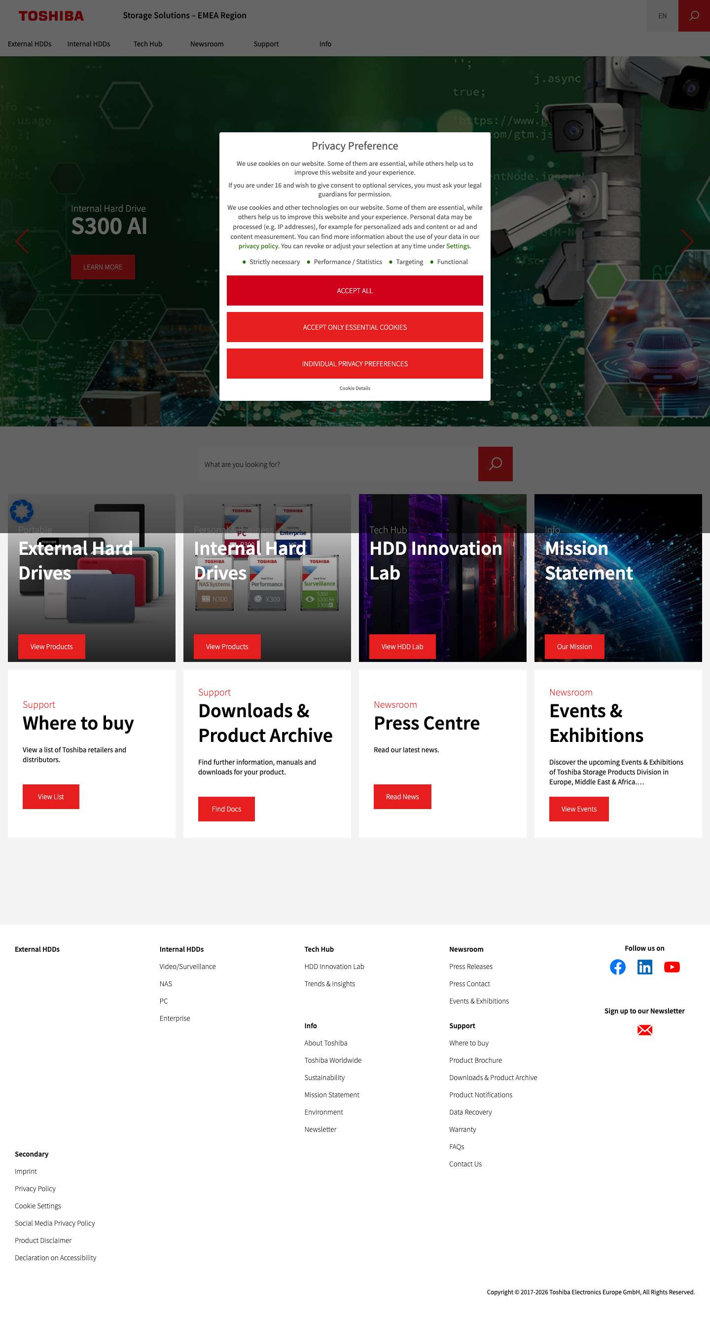 EMEA Region – Toshiba Storage Solutions - Full Screenshot