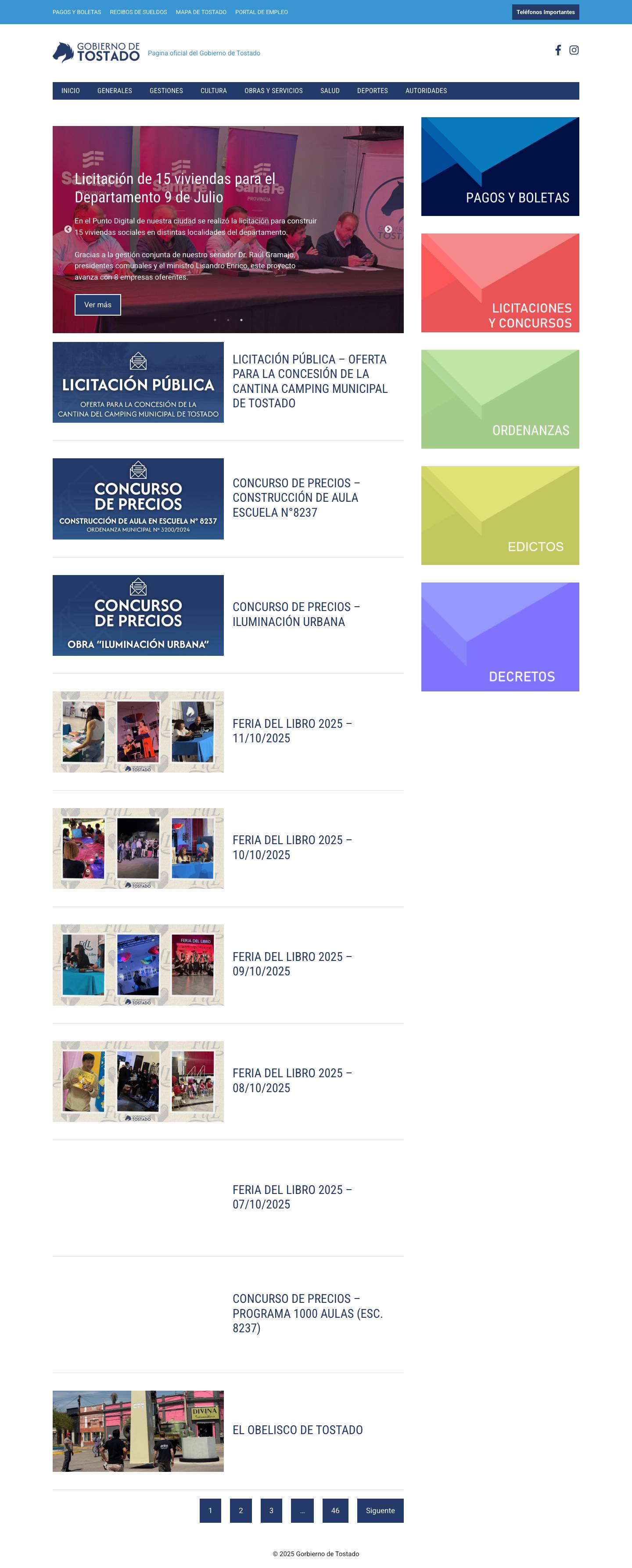 Gobierno de Tostado – Pagina oficial del Gobierno de Tostado - Full Screenshot