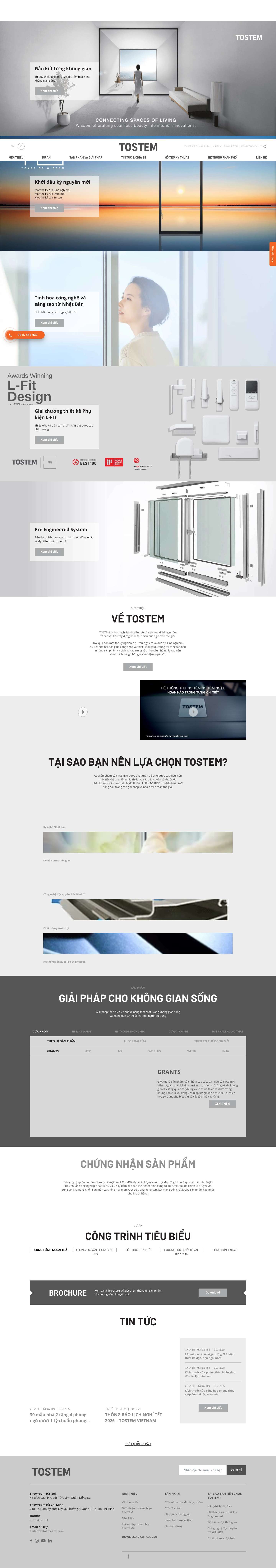TOSTEM – Thương hiệu Cửa nhôm Hàng đầu Nhật Bản - Full Screenshot
