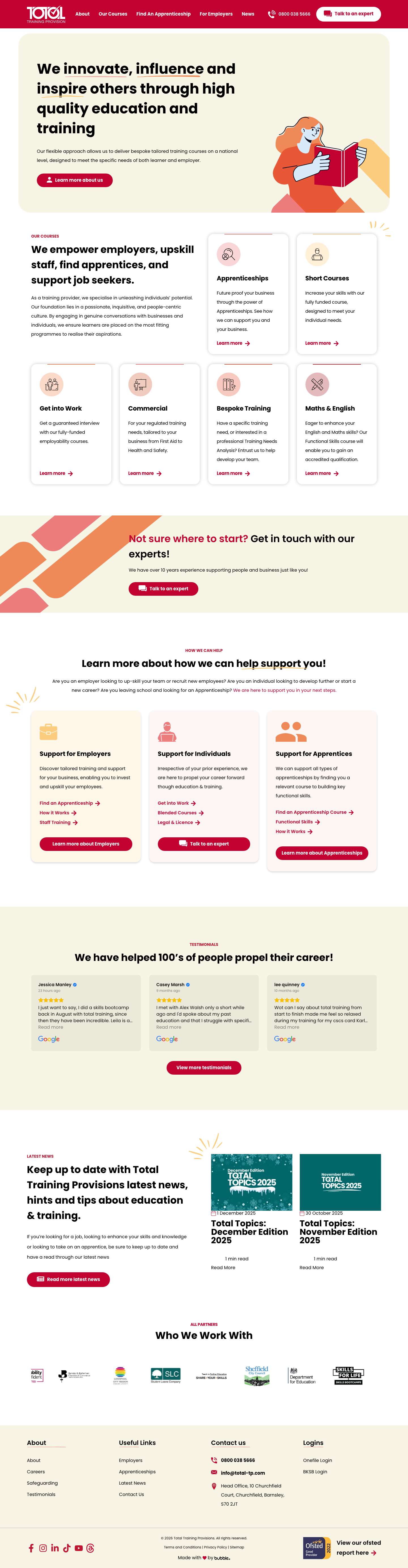 Total Training provision | Apprenticeships and Training Courses - Full Screenshot