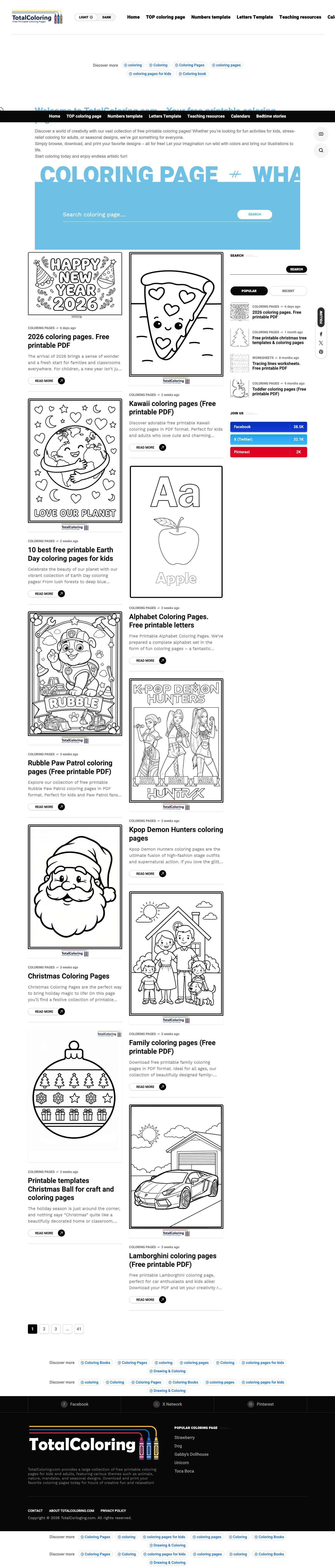 Free Coloring pages - TotalColoring.com - Full Screenshot