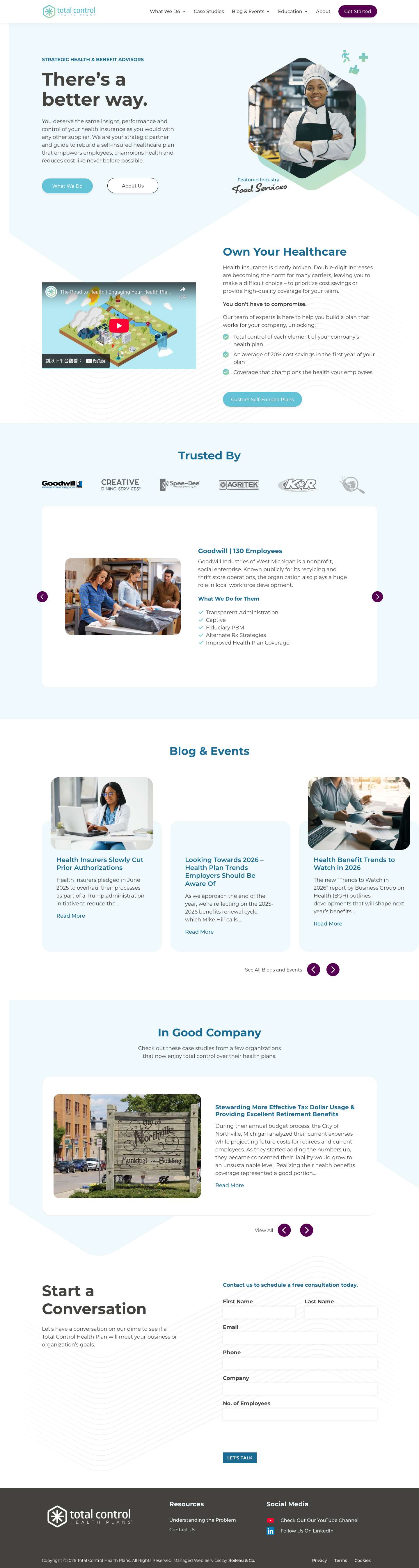 Total Control Health Plans | Rethinking Employer Health Insurance - Full Screenshot