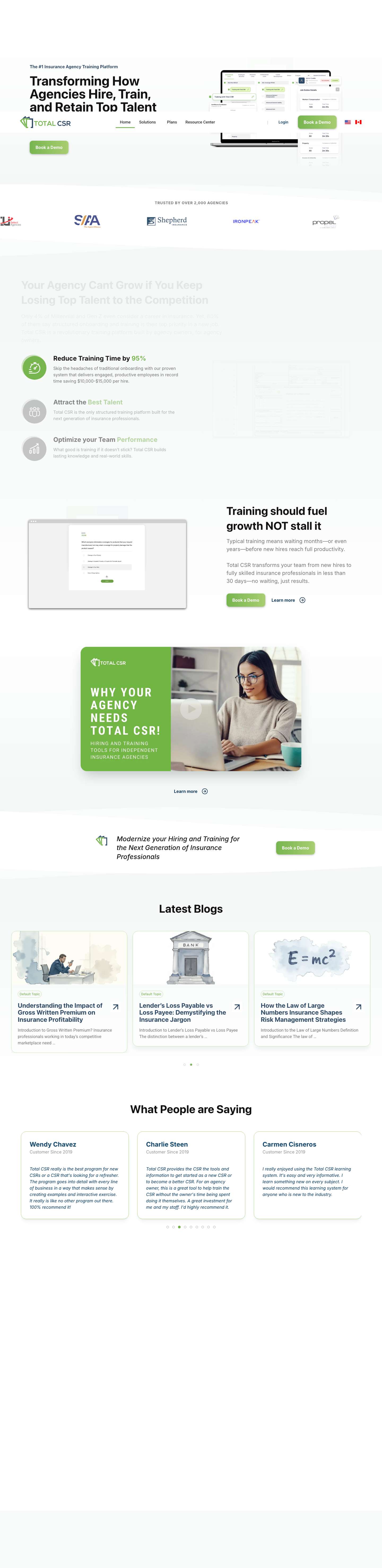 Total CSR - Insurance Agency Training & Development Platform - Full Screenshot