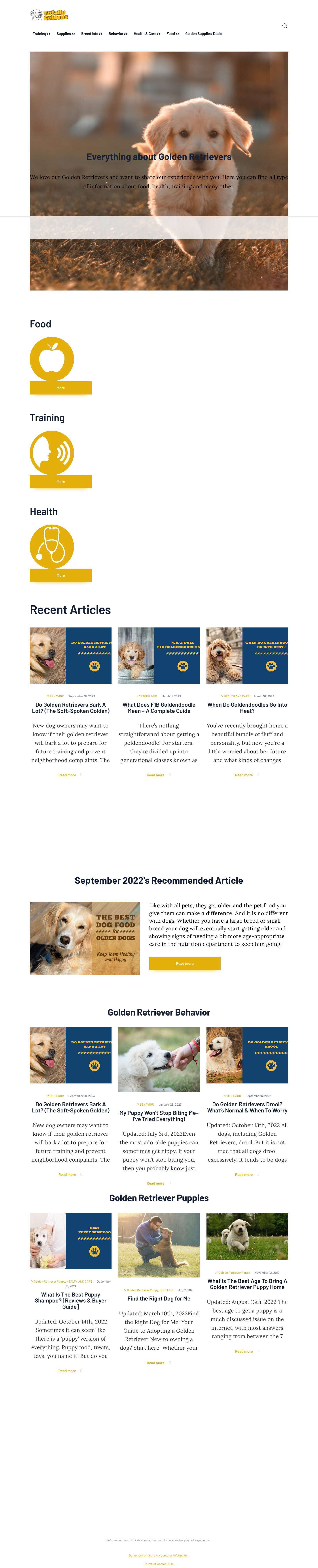Totally Goldens: Golden Retriever Training, Health and Care - Full Screenshot