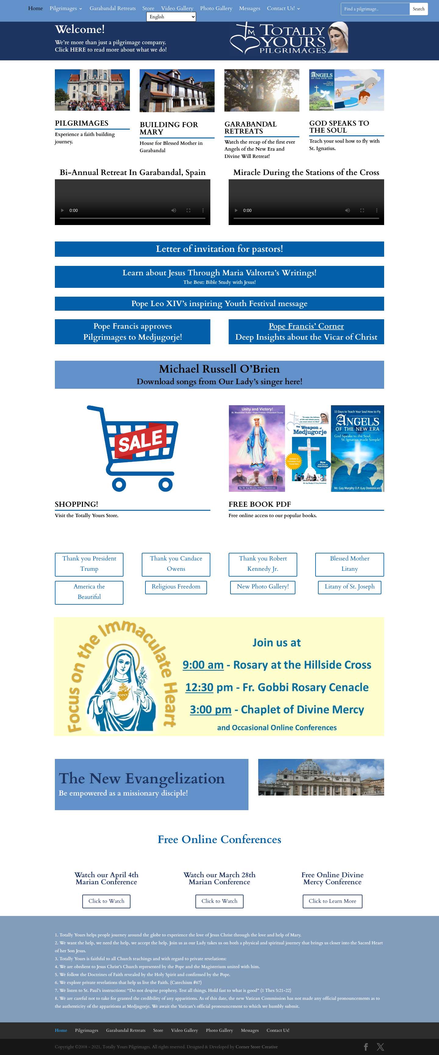 Totally Yours Pilgrimages | To enjoy the fullness of life, you must return to God. - Full Screenshot