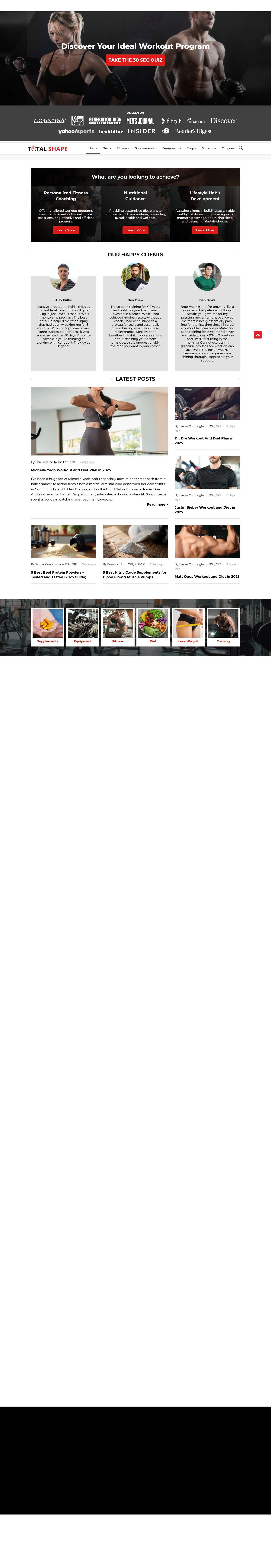 Total Shape | The #1 Resource to Health, Fitness & MoreFacebook iconTwitter iconInstagram iconPinterest iconYouTube icon - Full Screenshot