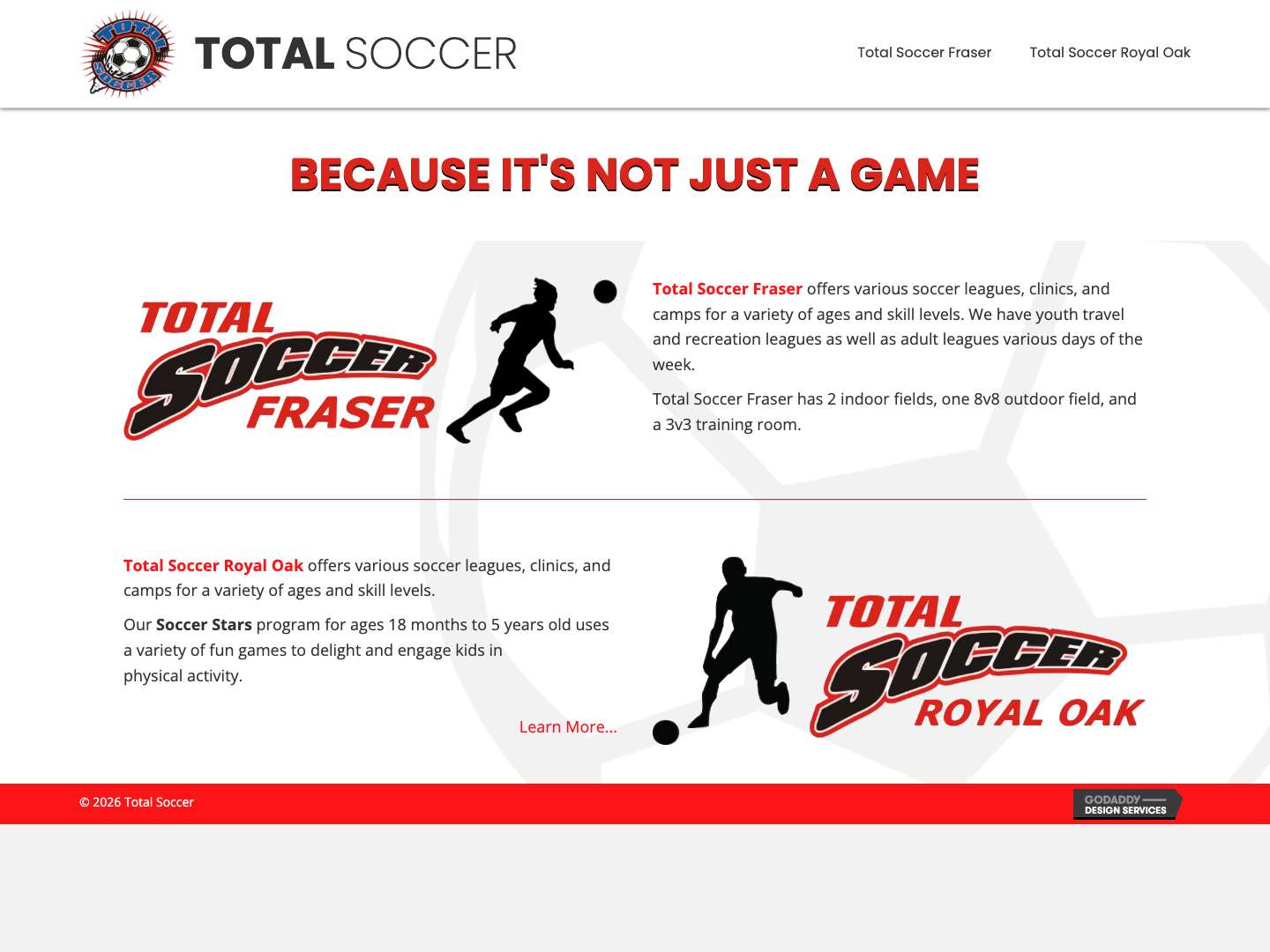 Soccer Training League and Camps | Michigan | Total Soccer - Full Screenshot