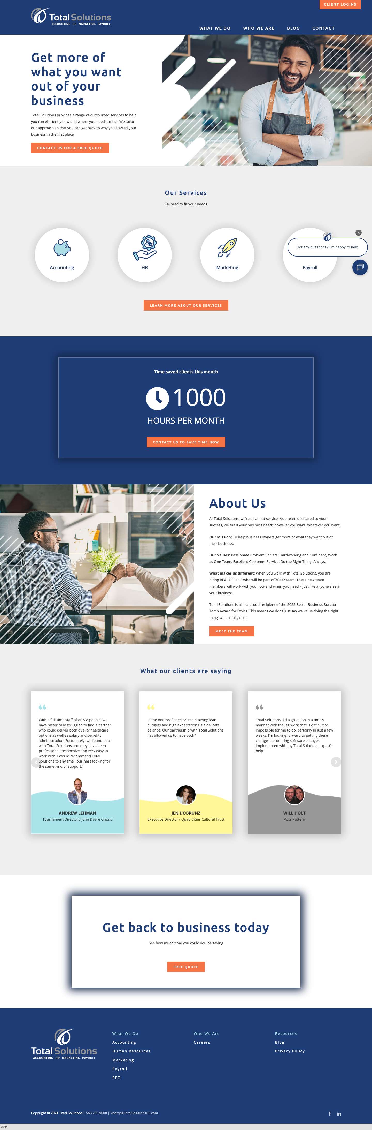 Outsourced Services for Small Businesses - Total Solutions - Full Screenshot