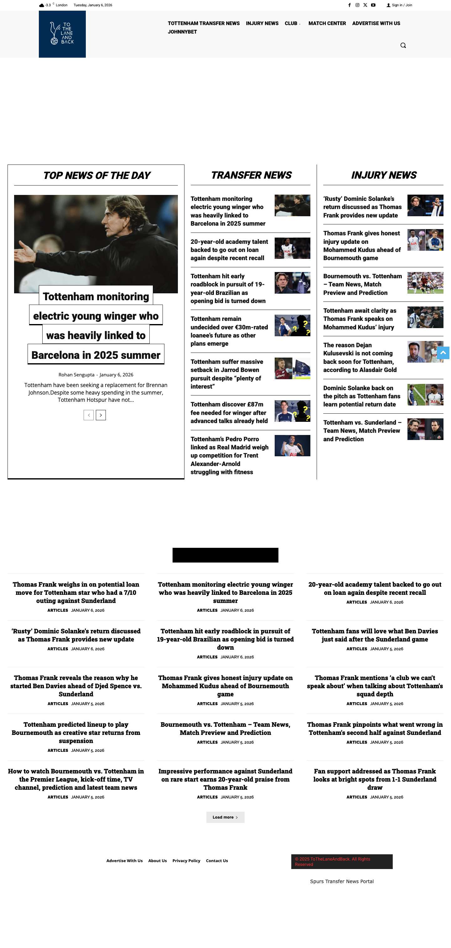 To The Lane And Back - A Spurs News Portal - Tottenham News - Spurs Transfer News - Full Screenshot