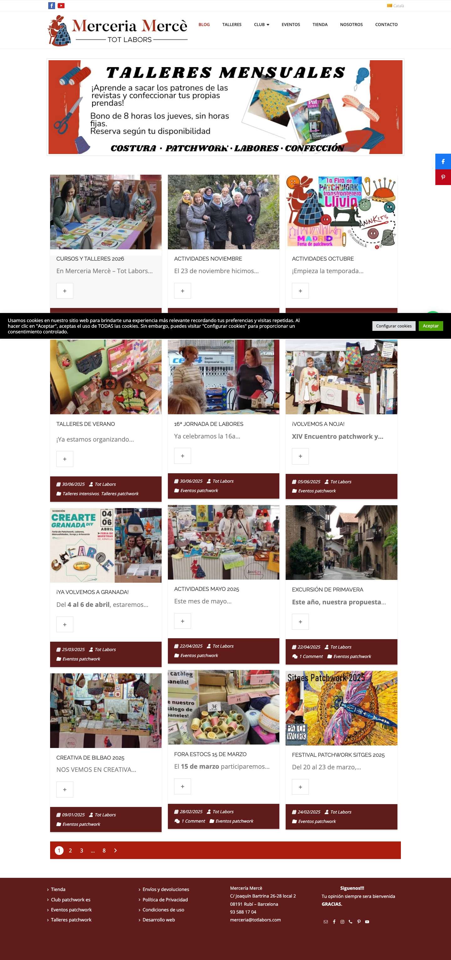 Tot Labors – Merceria MercèCorreo electrónicoFacebookInstagramTeléfonoPinterestYouTube - Full Screenshot