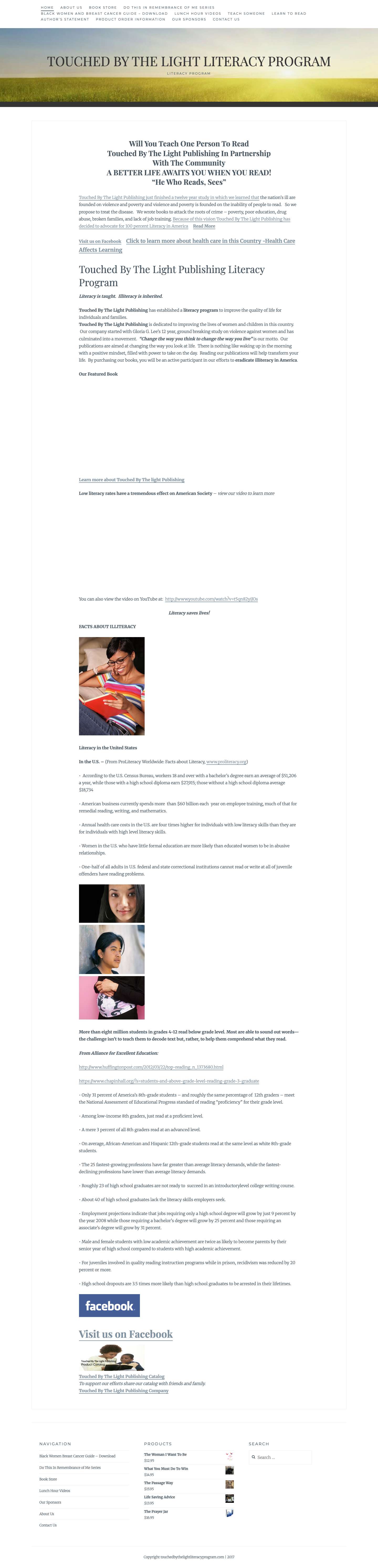 Touched by the light literacy program – literacy program - Full Screenshot