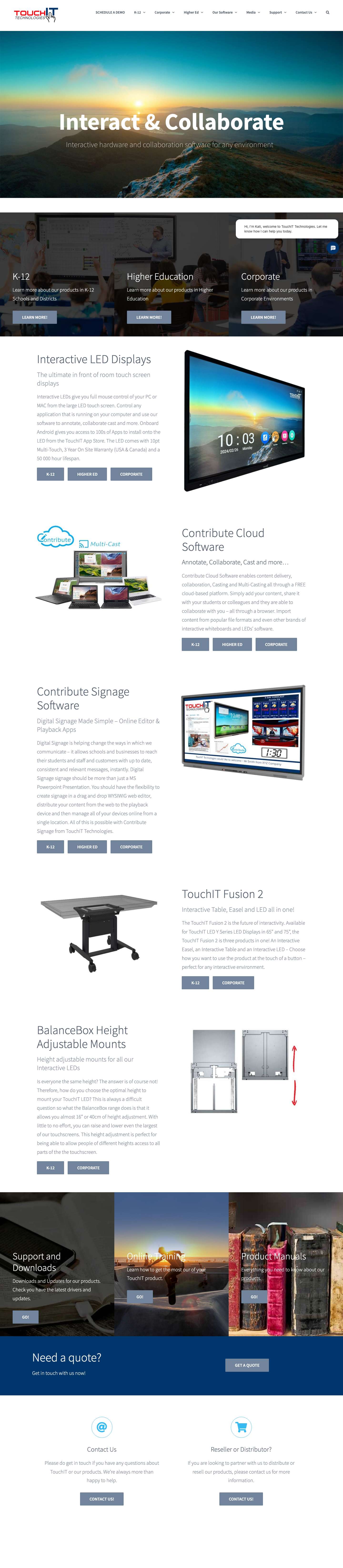 TouchIT Technologies – Manufacturer of Interactive Hardware and Software - Full Screenshot