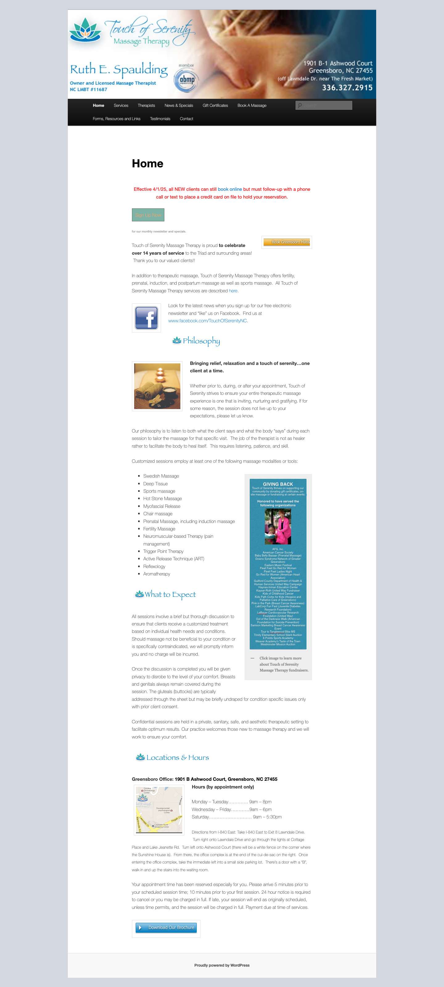 Home - Touch of Serenity Massage TherapyTouch of Serenity Massage Therapy | Bringing relief, relaxation, and a touch of serenity…one client at a time. - Full Screenshot