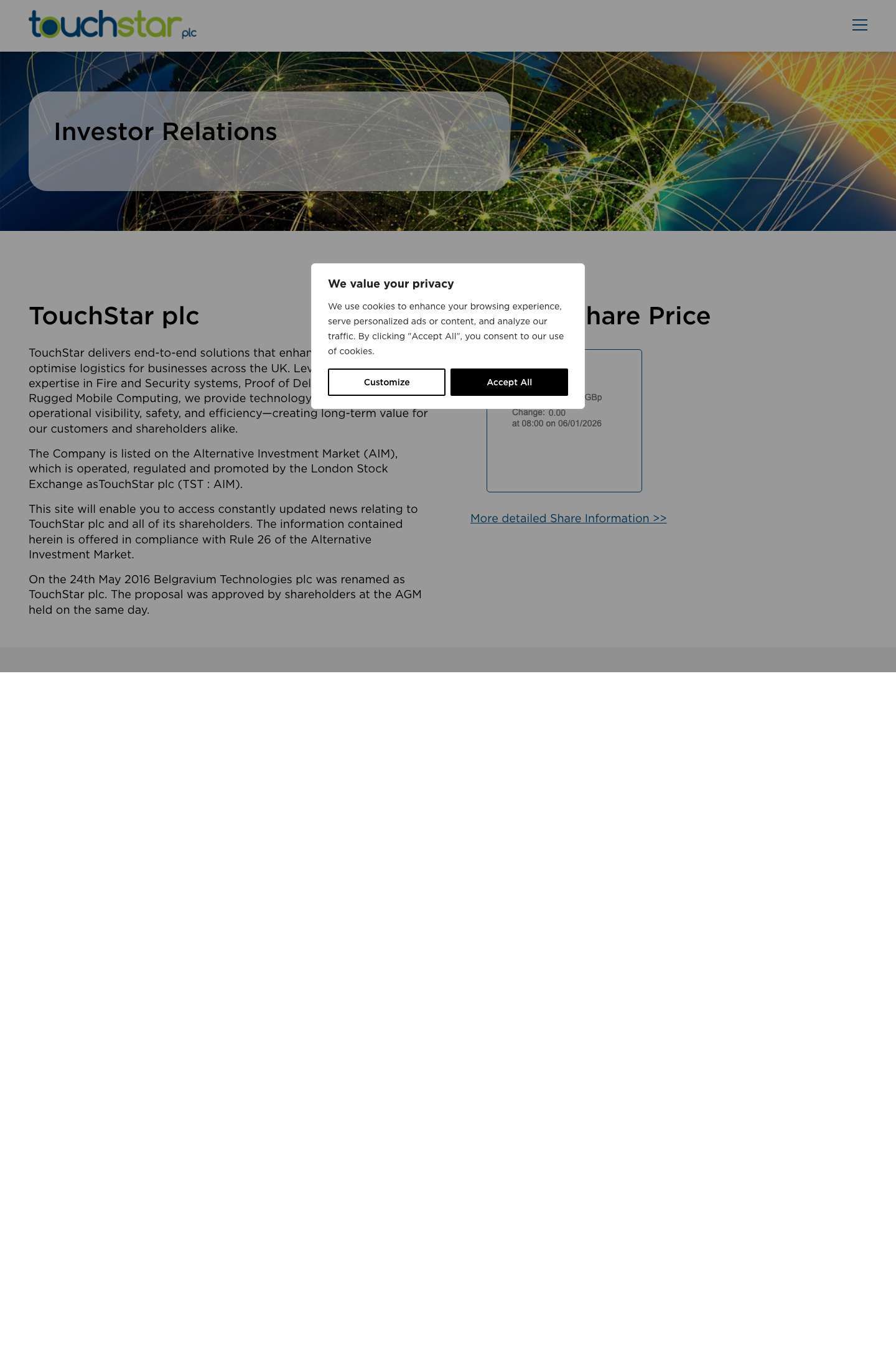 Touchstar PLC - Full Screenshot
