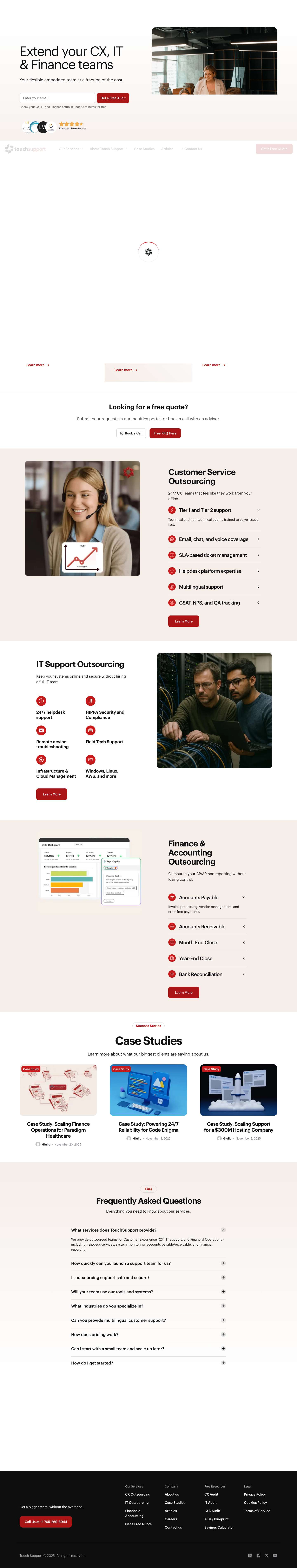 Touch Support - Your 24/7 CX, IT & Finance Outsourcing Partner - Full Screenshot