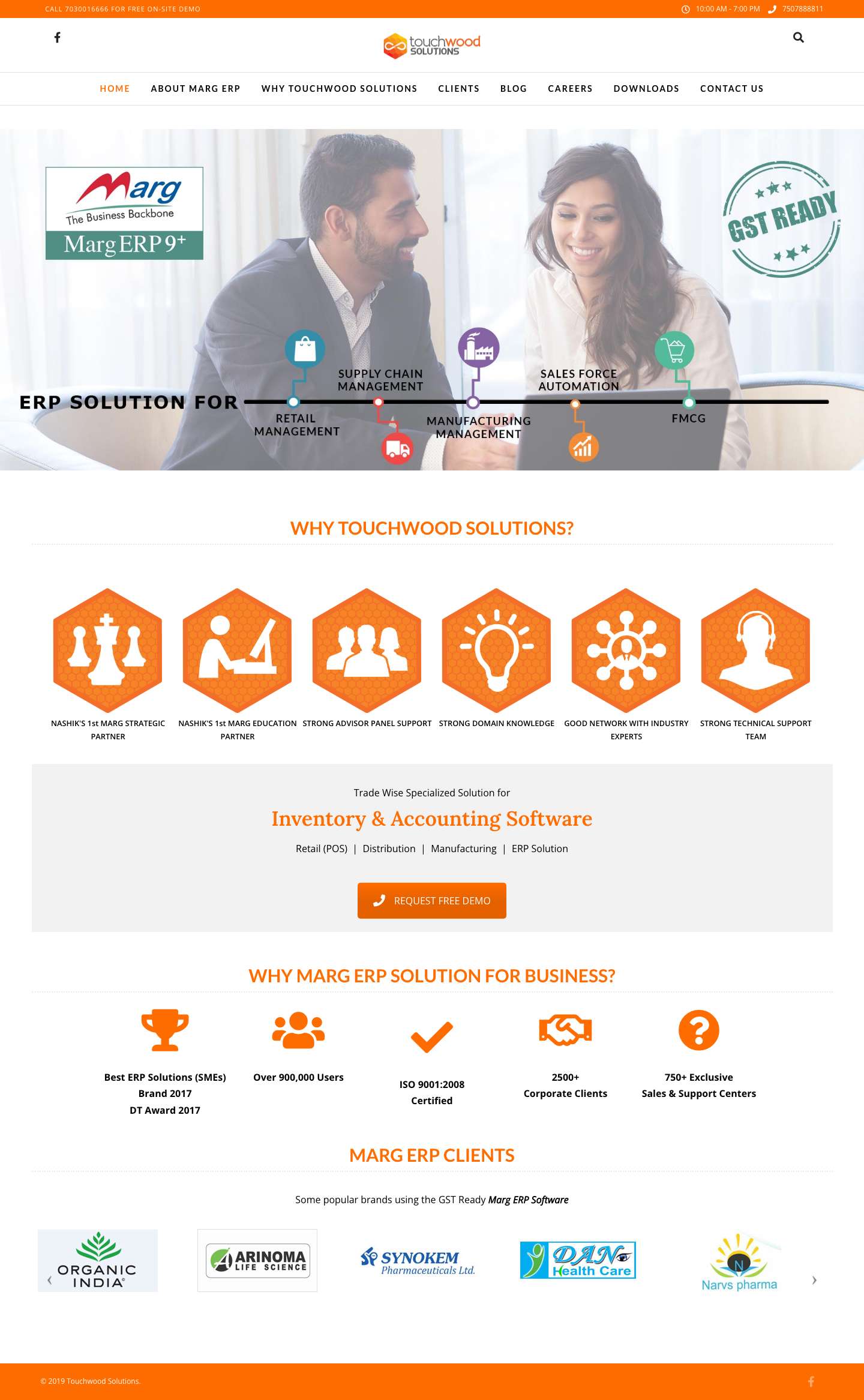 Marg Software Nashik | Touchwood Solutions - Strategic Partner for ERP - Full Screenshot
