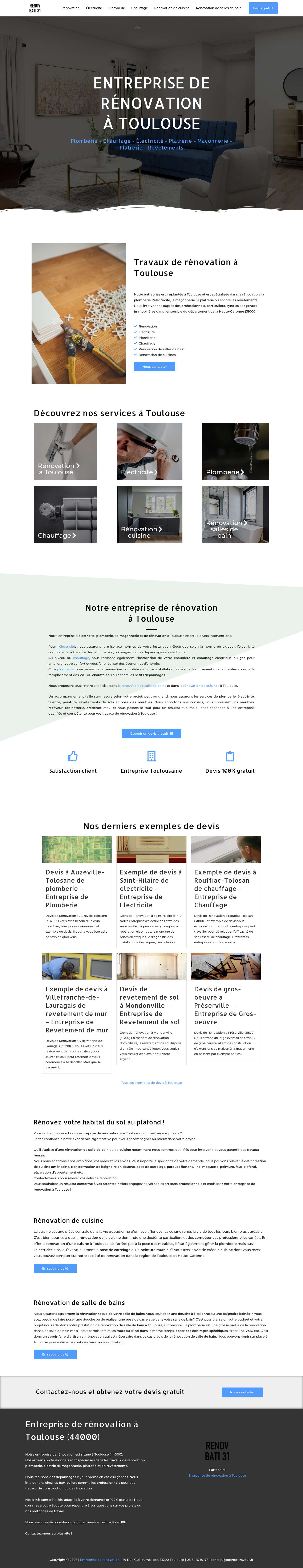 Rénovation à Toulouse - Plomberie, électricité, plâtrerie, revêtements... - Full Screenshot