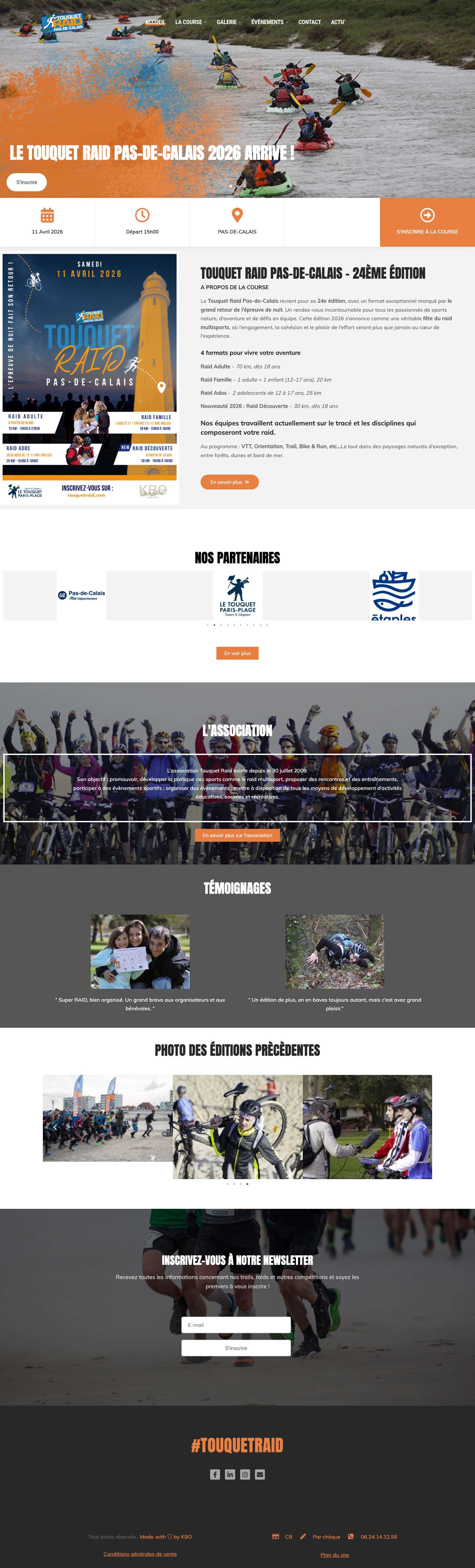 Touquet Raid Pas-de-Calais - Accueil - Full Screenshot