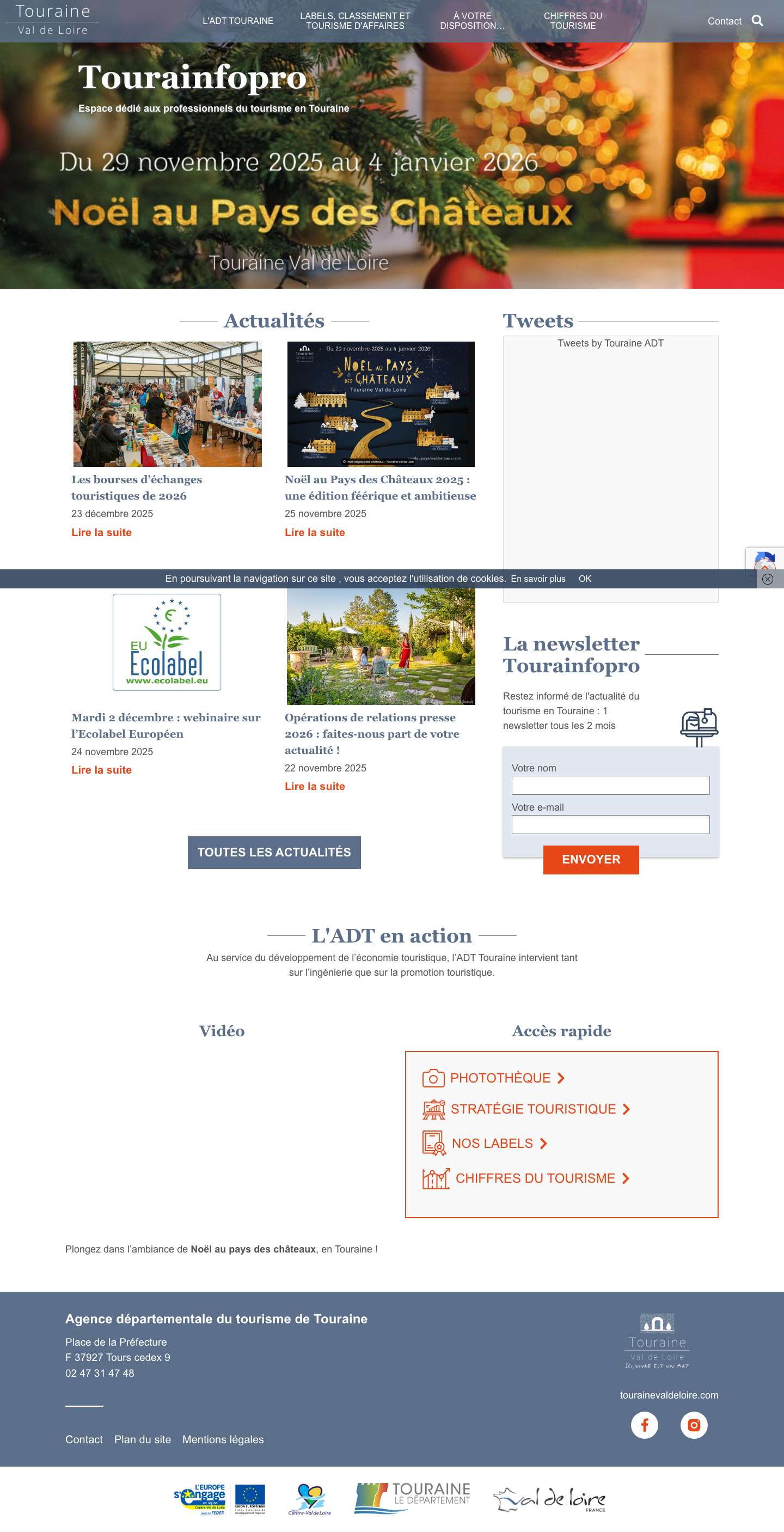 Accueil - Tourainfopro - Espace dédié aux professionnels du tourisme - Full Screenshot