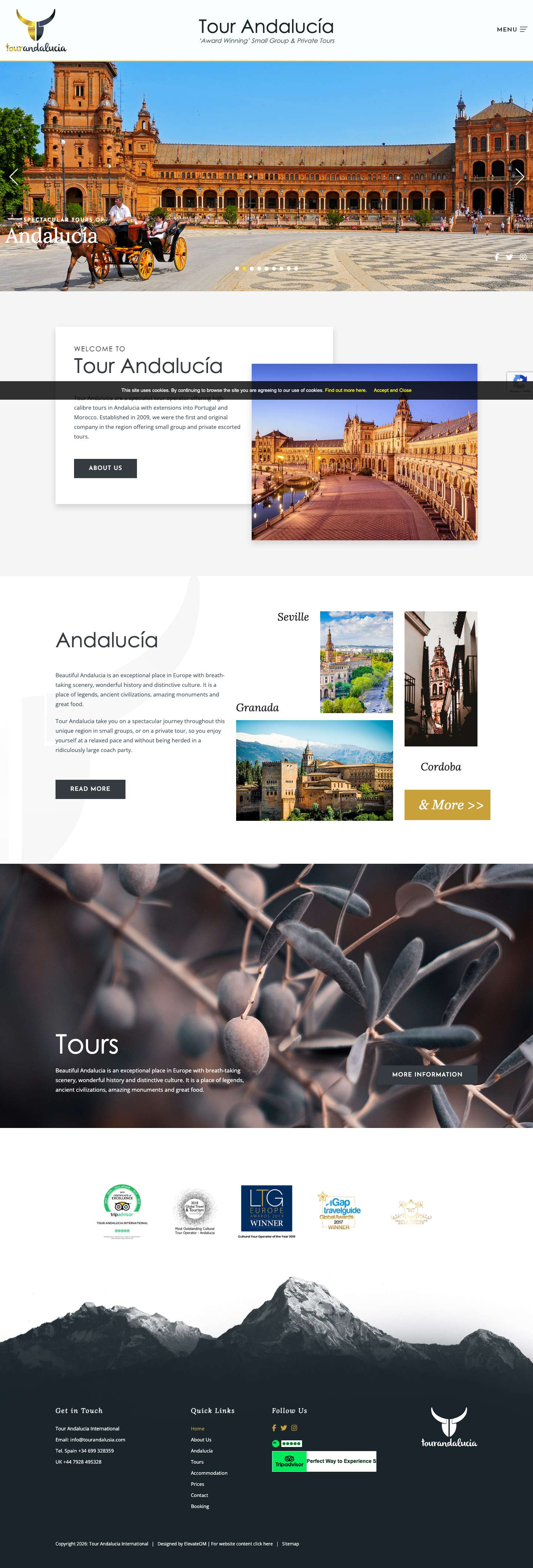 Wonderful small group tours in Andalucia, Southern Spain: visiting Granada, Seville, Cordoba, Malaga, Ronda, Malaga & Antequera - Full Screenshot