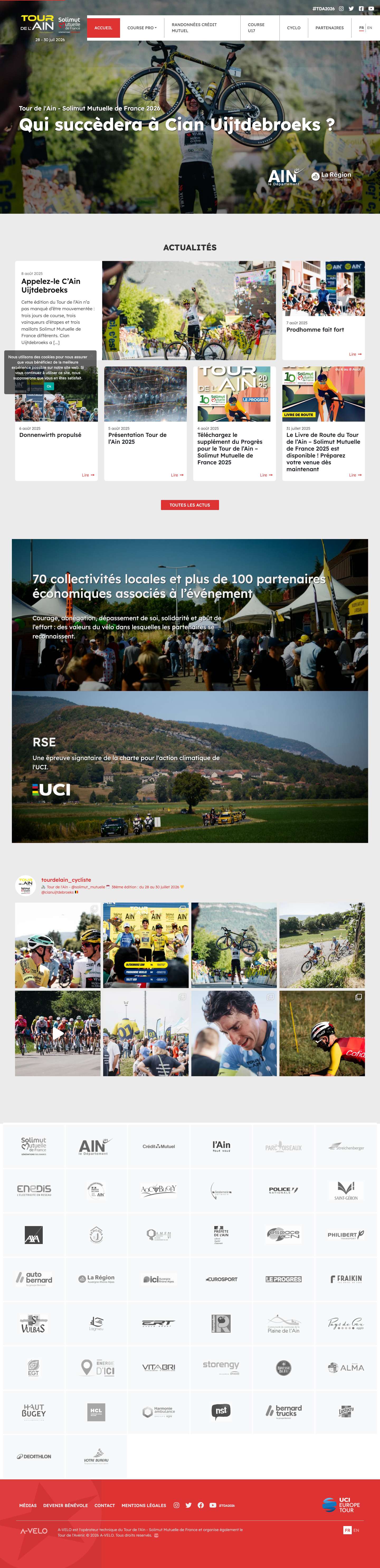 Tour de l'Ain 2026 - Course cycliste professionnelle UCI 2.1 - Site Officiel - Full Screenshot