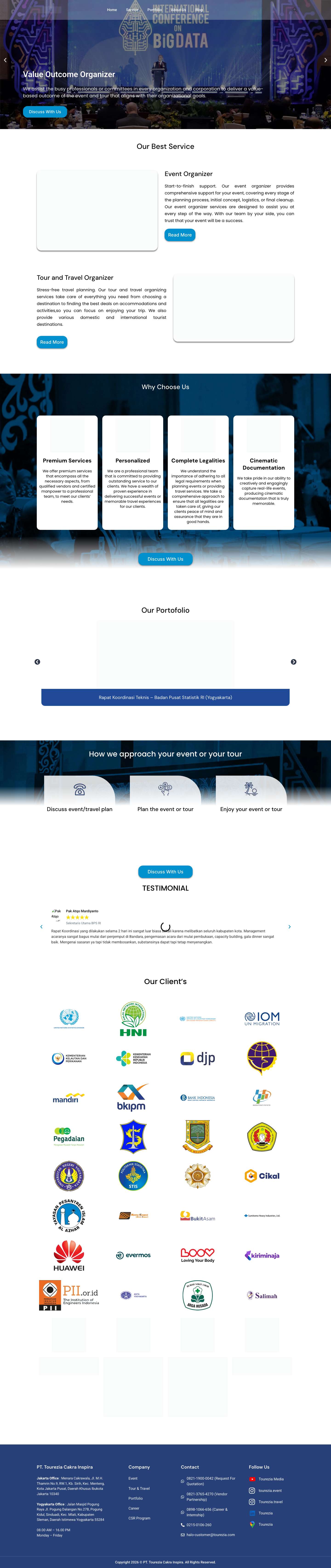 Home - Tourezia | Corporate Event Organizer (EO) Terbaik di Jakarta - Full Screenshot