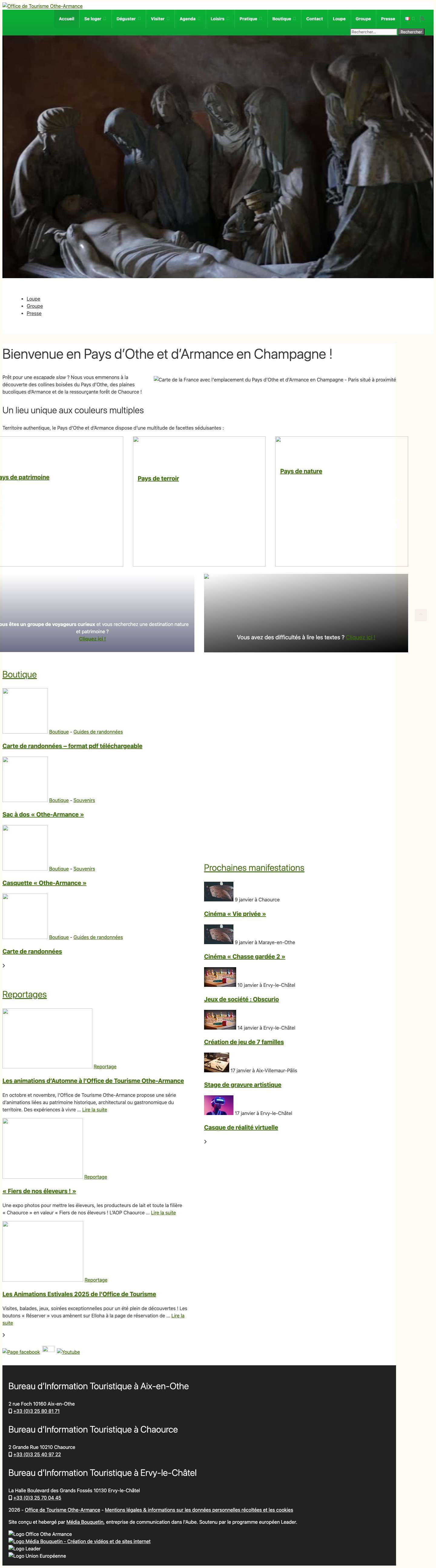 Office de Tourisme Othe-Armance - Destination nature Champagne - Full Screenshot