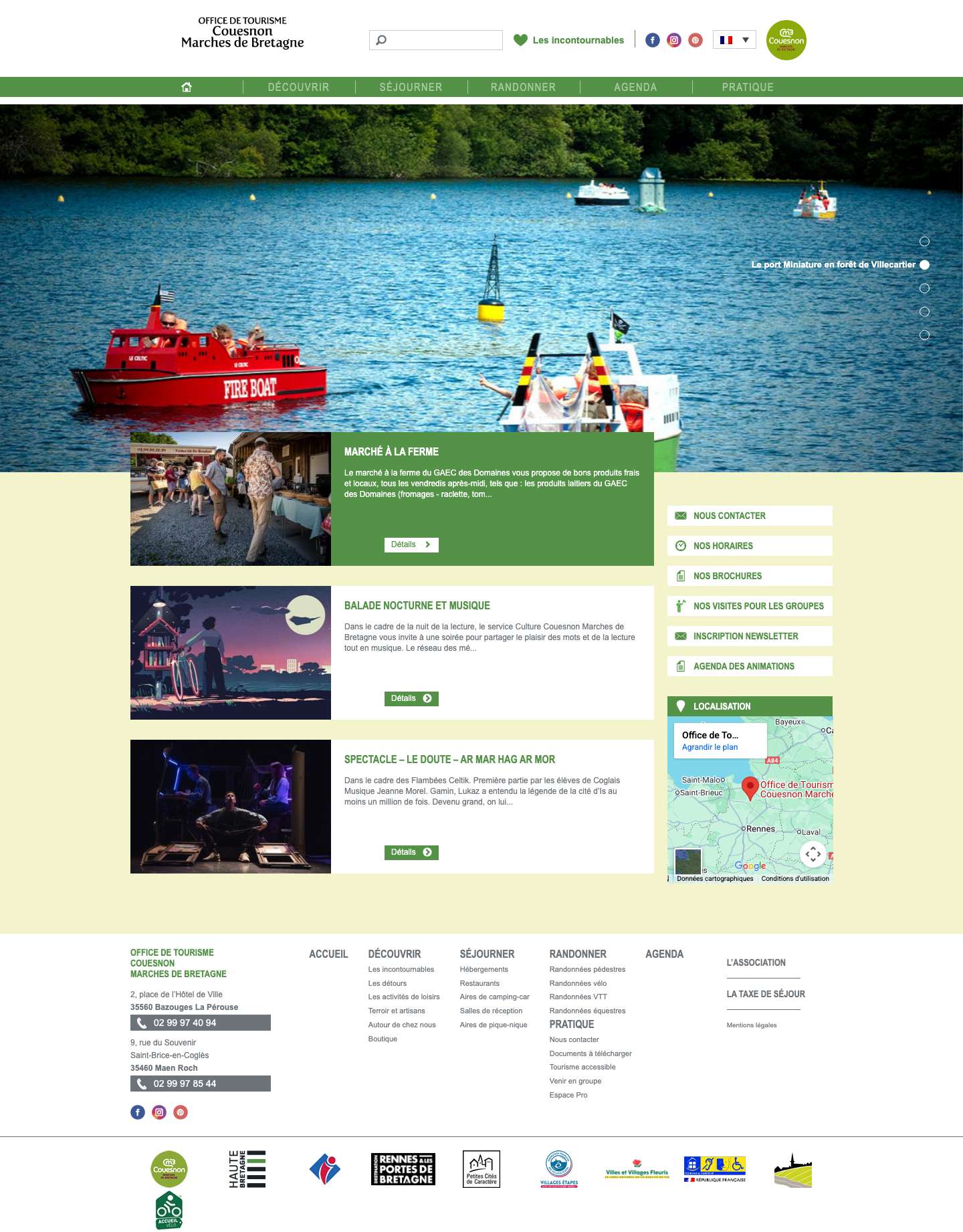 Accueil - Office de tourisme Couesnon Marches de Bretagne - Full Screenshot