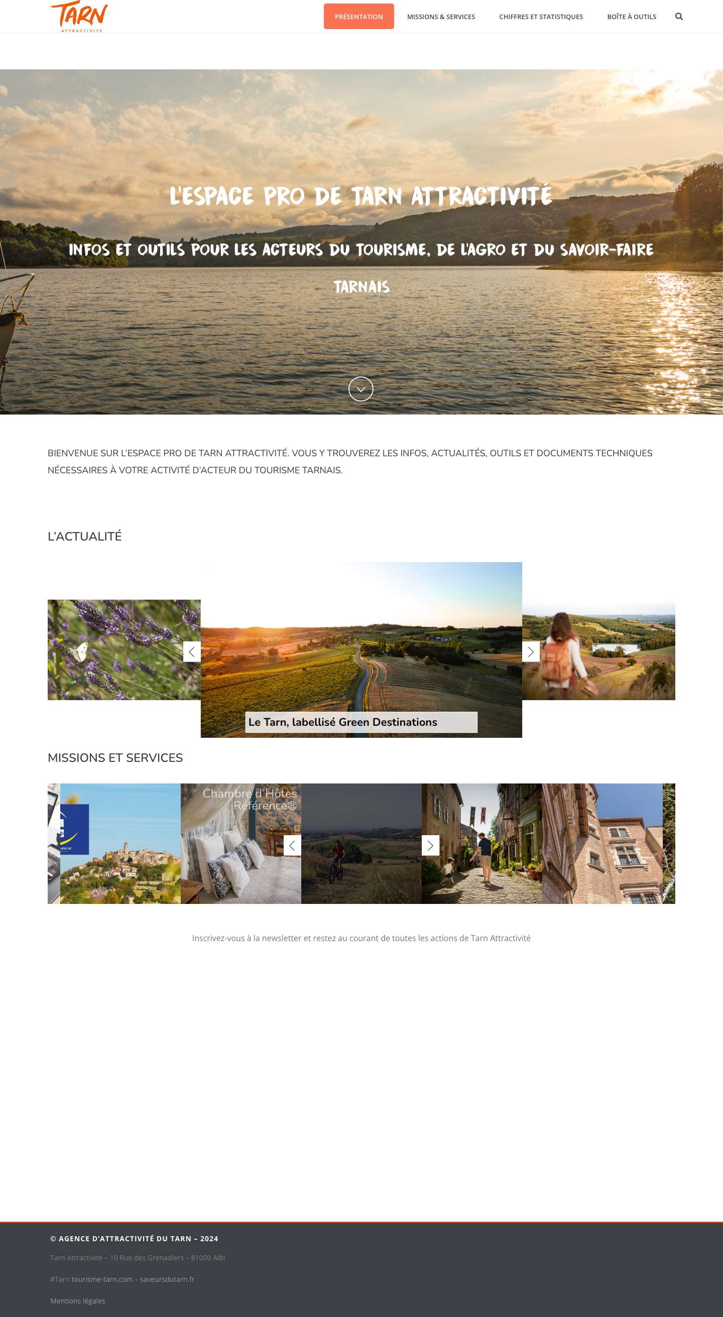 Espace pro du Tarn – Espace professionnel de Tarn Attractivité - Full Screenshot