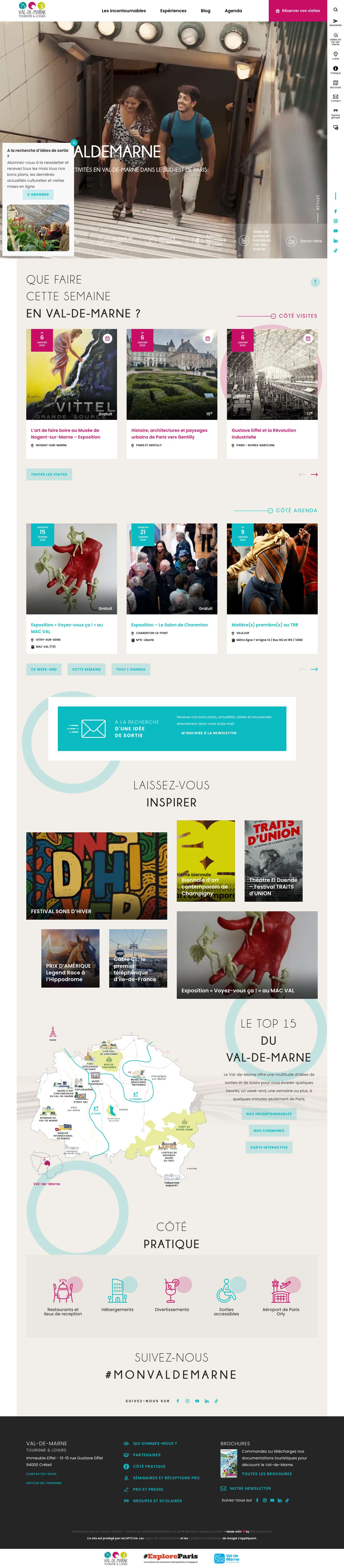 Val-de-Marne Tourisme (94), Loisirs, activités & sorties proche Paris - Full Screenshot