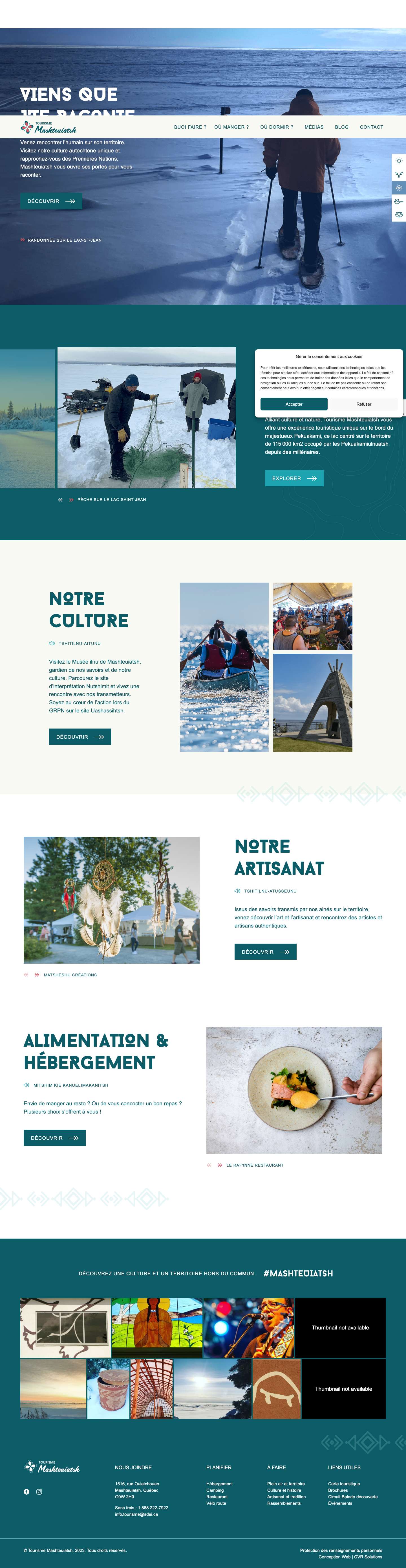 Accueil - Tourisme Mashteuiatsh - Full Screenshot