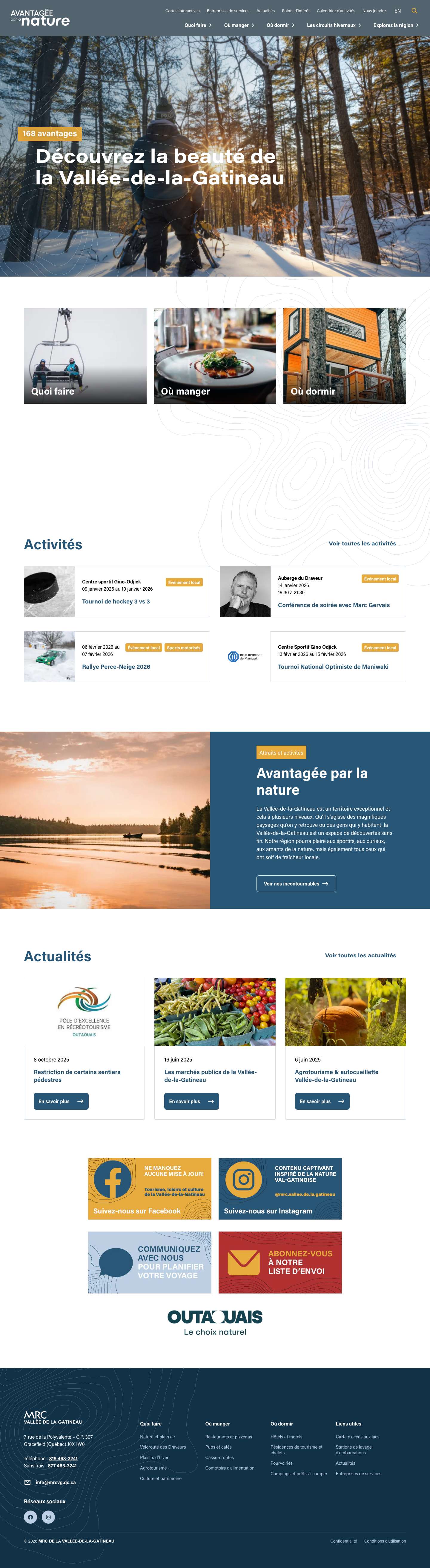 Tourisme Vallée-de-la-GatineauTourisme Vallée-de-la-Gatineau - Full Screenshot