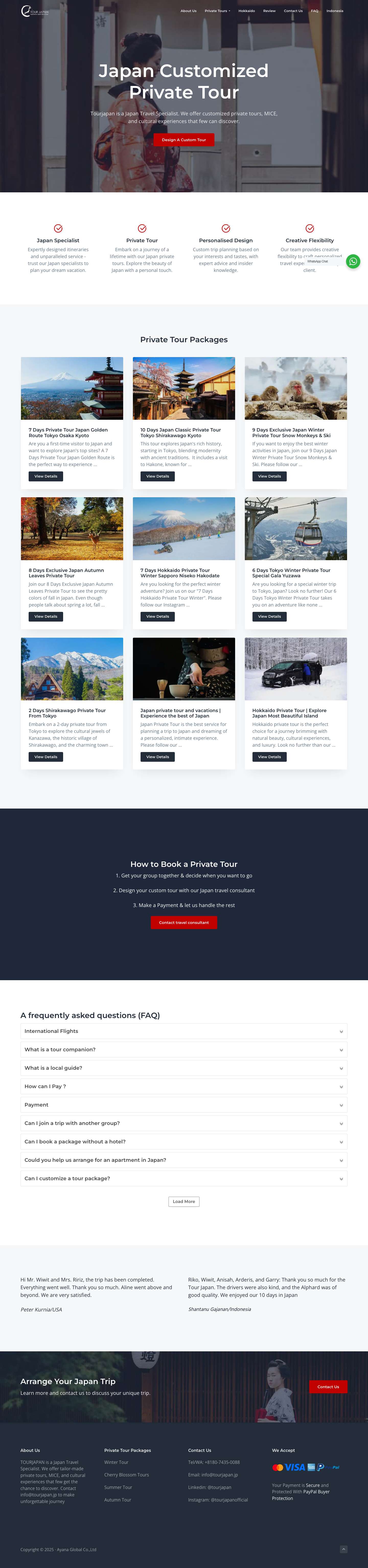 Japan Custom Private Tours | Tailored by Japan Specialists - TOURJAPAN - Full Screenshot