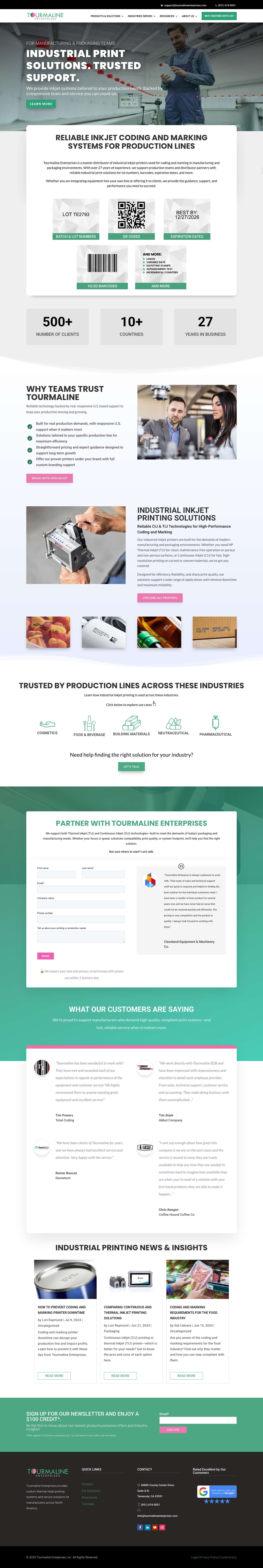 Tourmaline Enterprises: Industrial Print Solutions - Full Screenshot