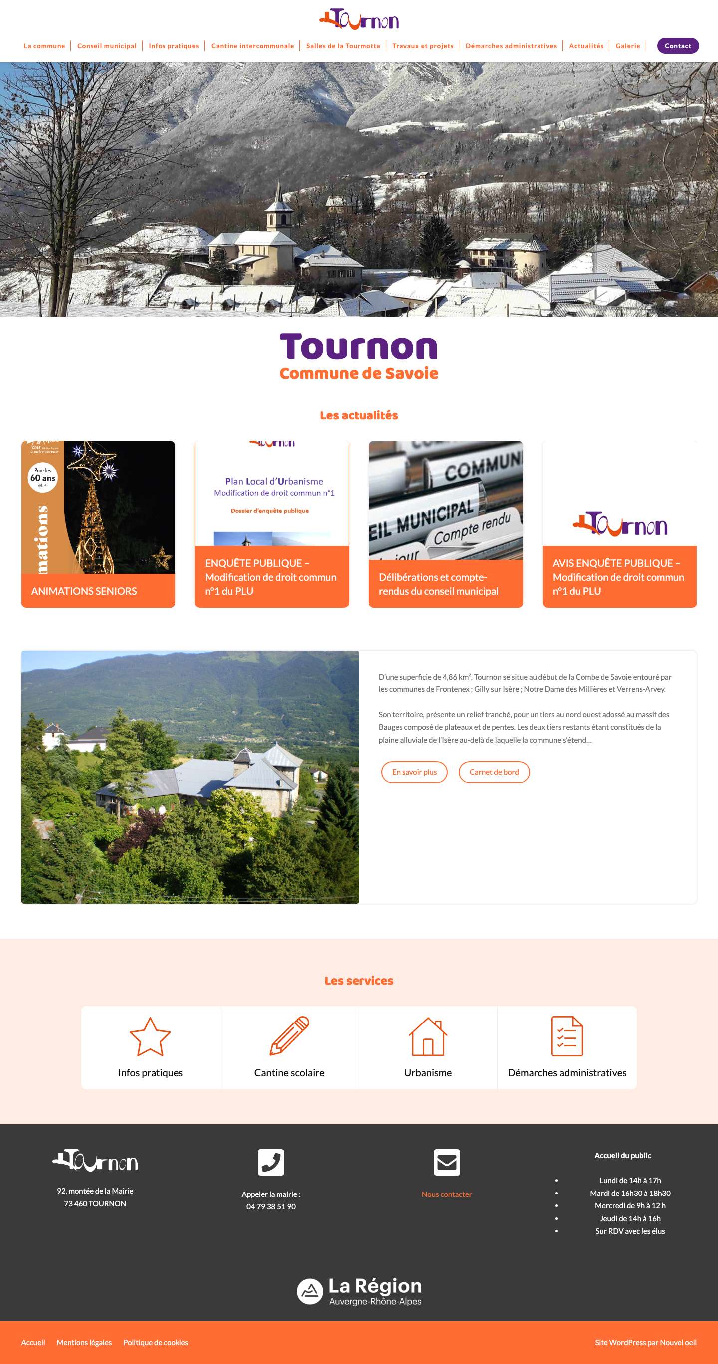 Mairie de Tournon, commune de Savoie - Full Screenshot