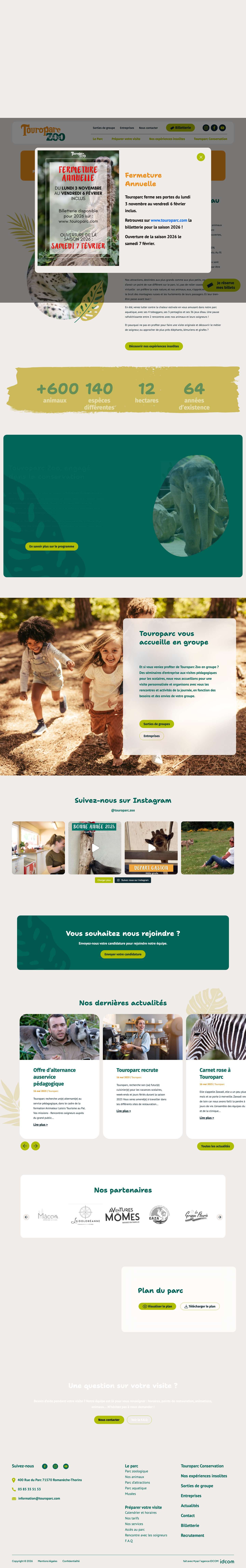 Accueil - Touroparc - Full Screenshot